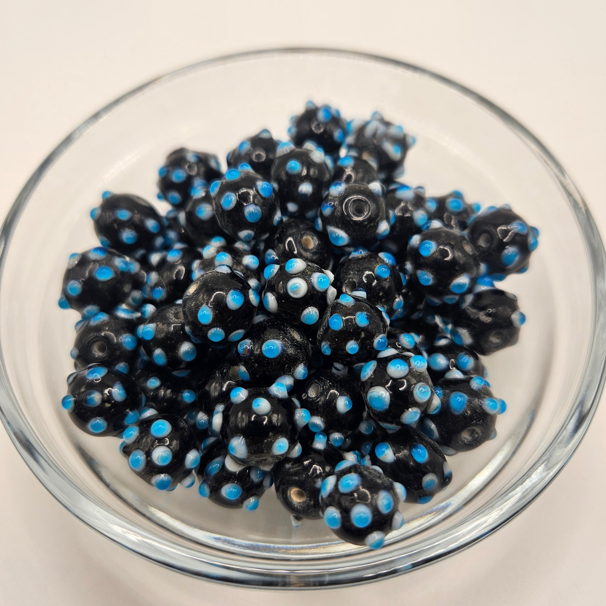 10mm Black and Blue Acrylic Beads SINGLE.