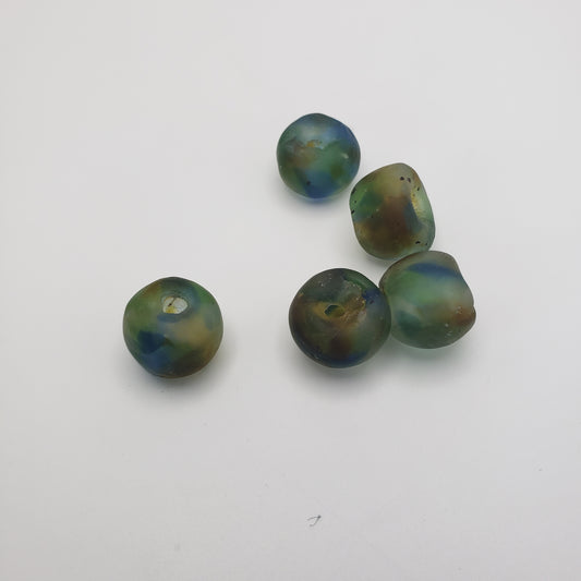 10mm Green And Blue Glass Bead Single.