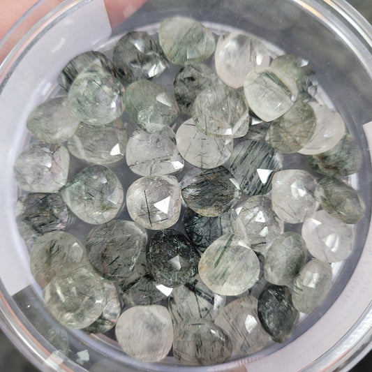 10mm Green Rutilated Quartz Teardrop Top Drilled Single Beads.