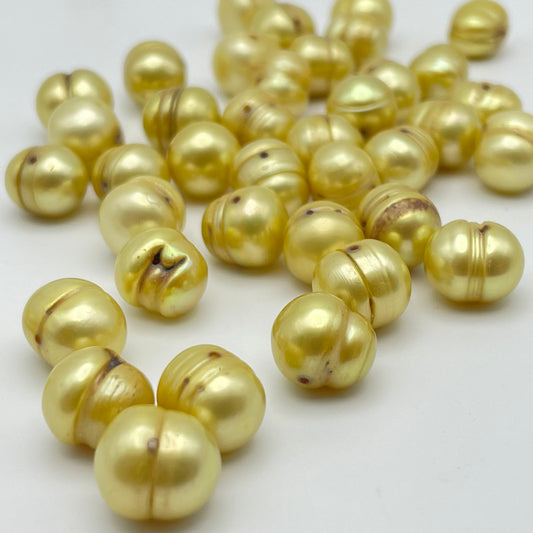 10mm Light Green Pearls Corrugated Single Bead.