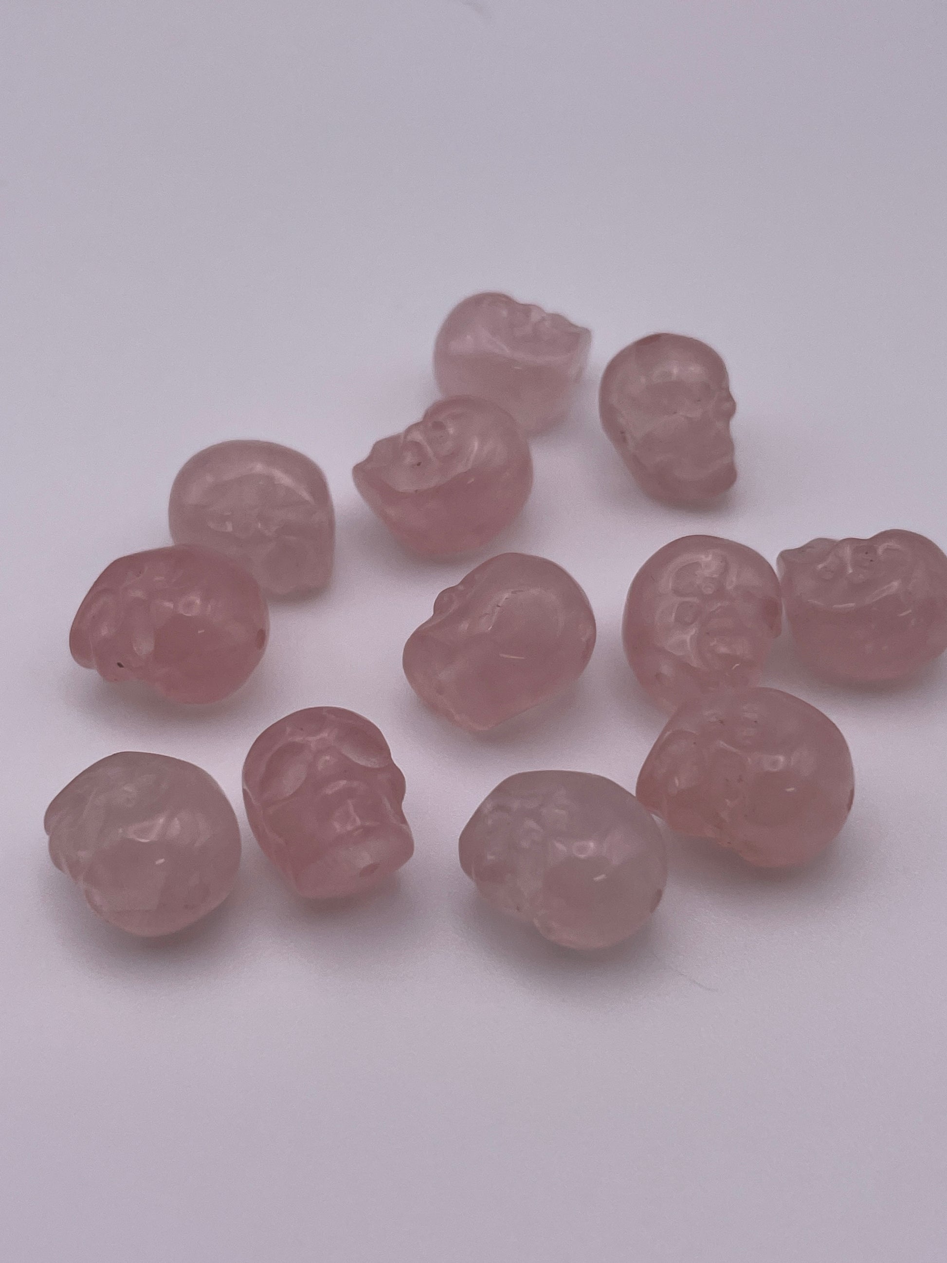 10mm Rose Quartz Skull Single Bead.