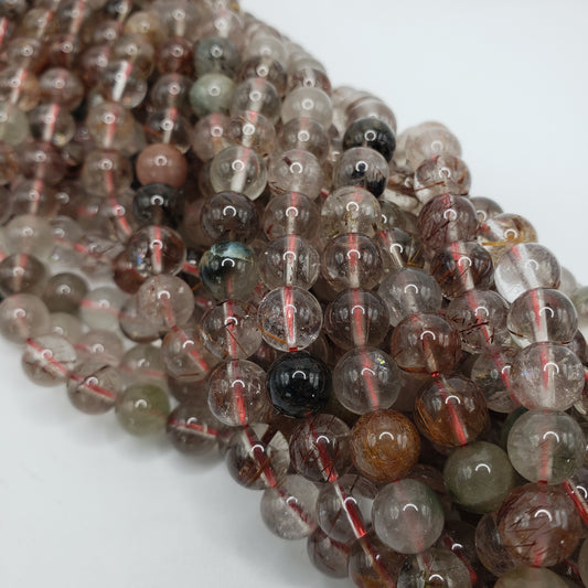 10mm Rutilated Quartz Single Bead.