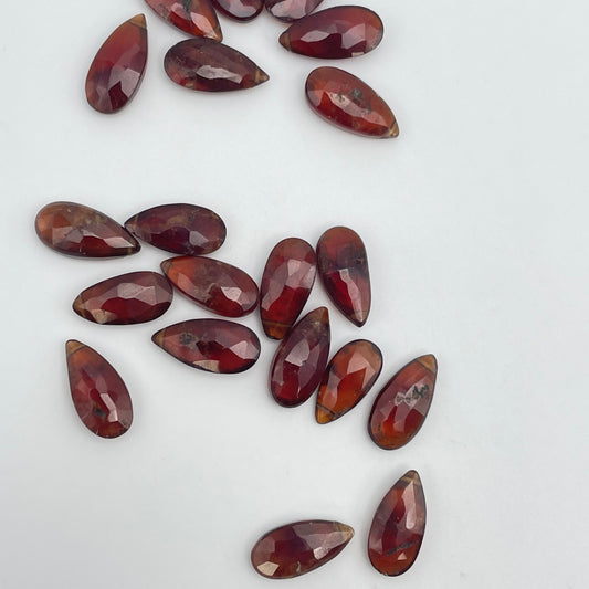 7mm Hessonite Garnet Tear Drop Top Drilled Single Bead