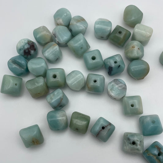 12mm Amazonite Square Puff Lantern Single Bead.