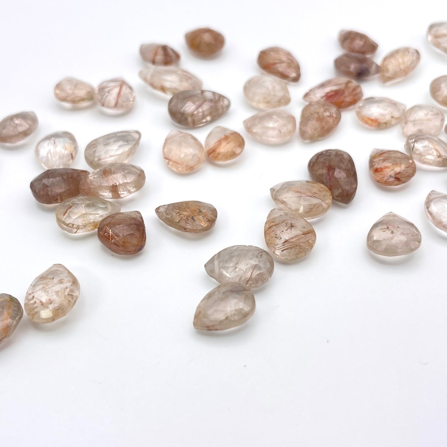 12-15mm Gold Rutilated Quartz Faceted Top Drill Teardrop.