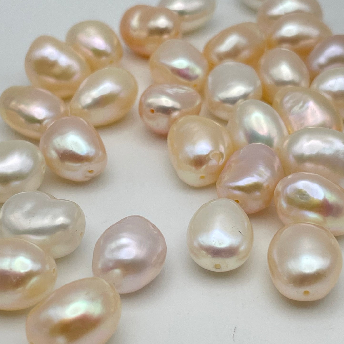 12mm Peach Oval Pearls Single Bead.