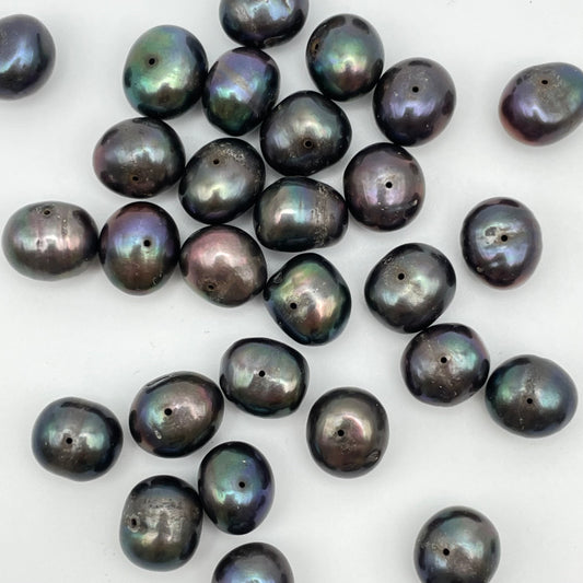 12mm Peacock Pearls Oval Single Bead.