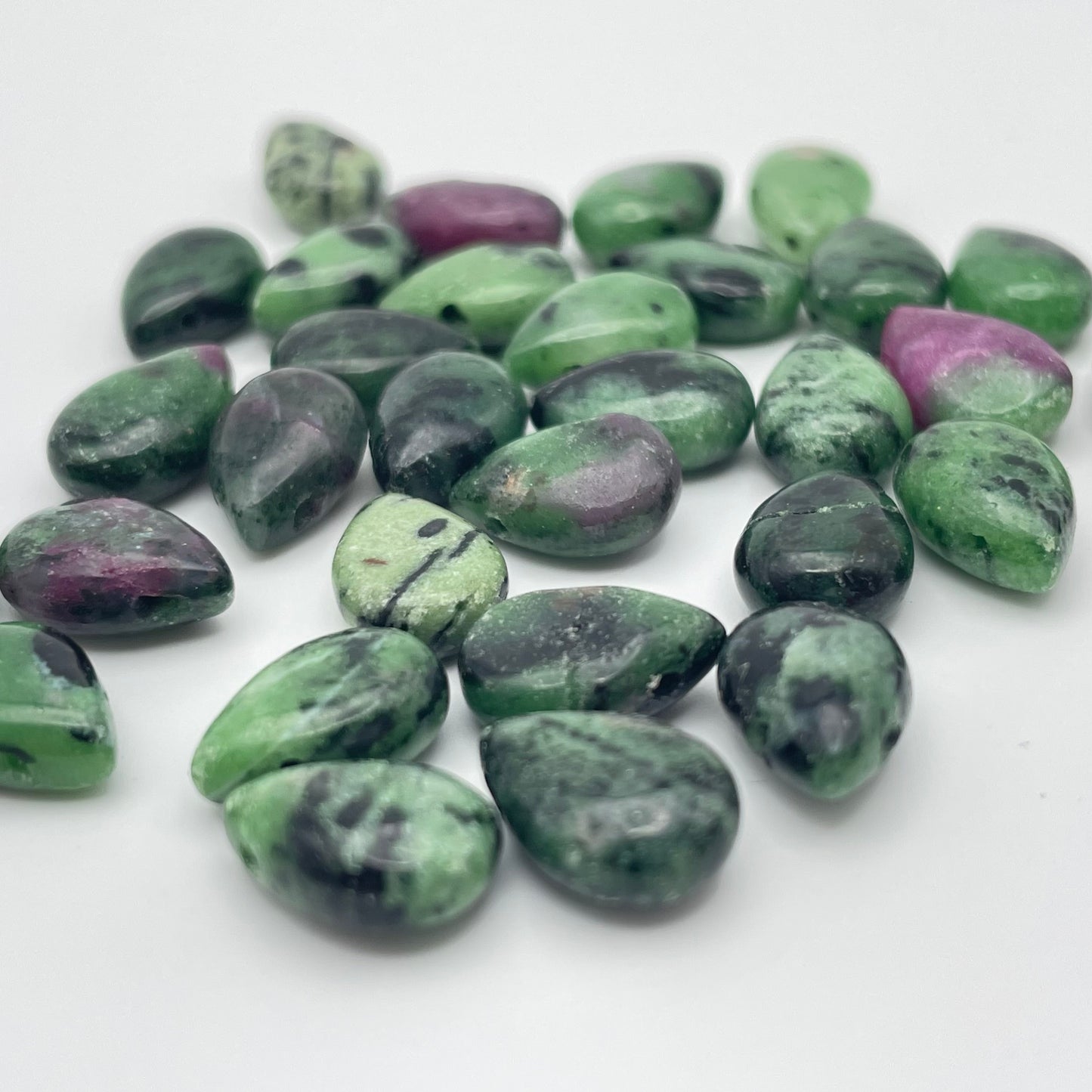 12mm Ruby Zoisite Top Drill Teardrop Single.