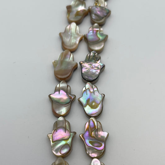 15mm Abalone Shell Hamsa Hand Single Beads.