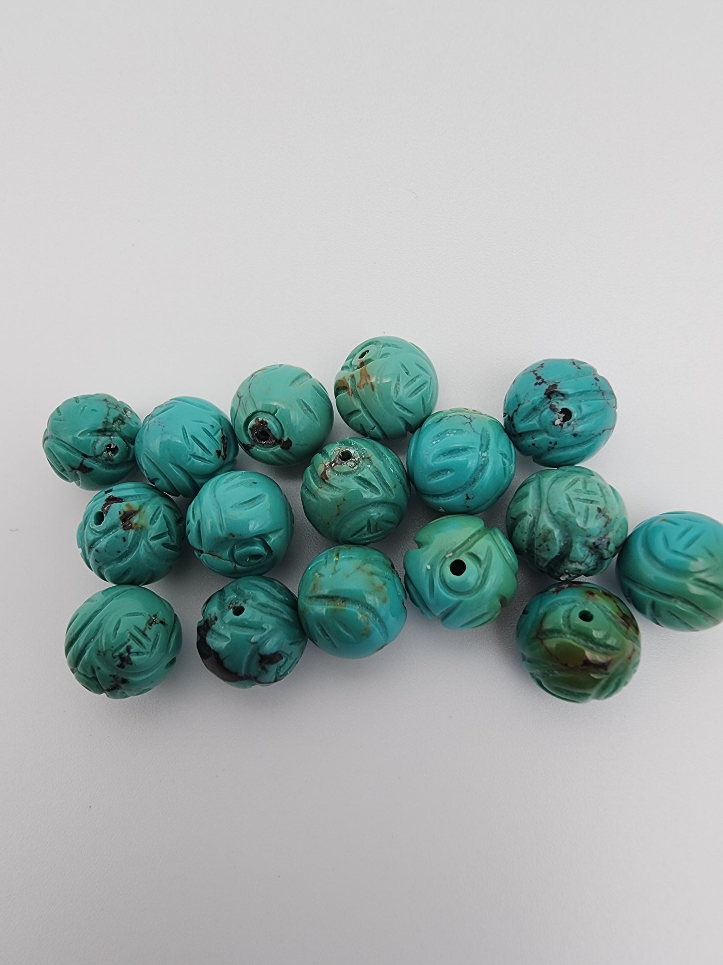 8mm Turquoise Carved