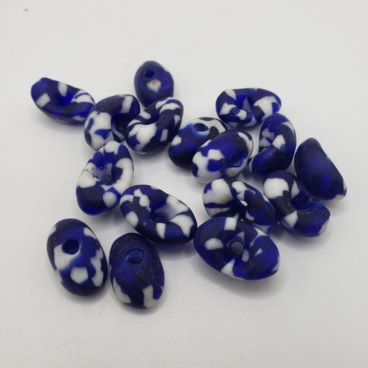 Blue and White Glass Beads