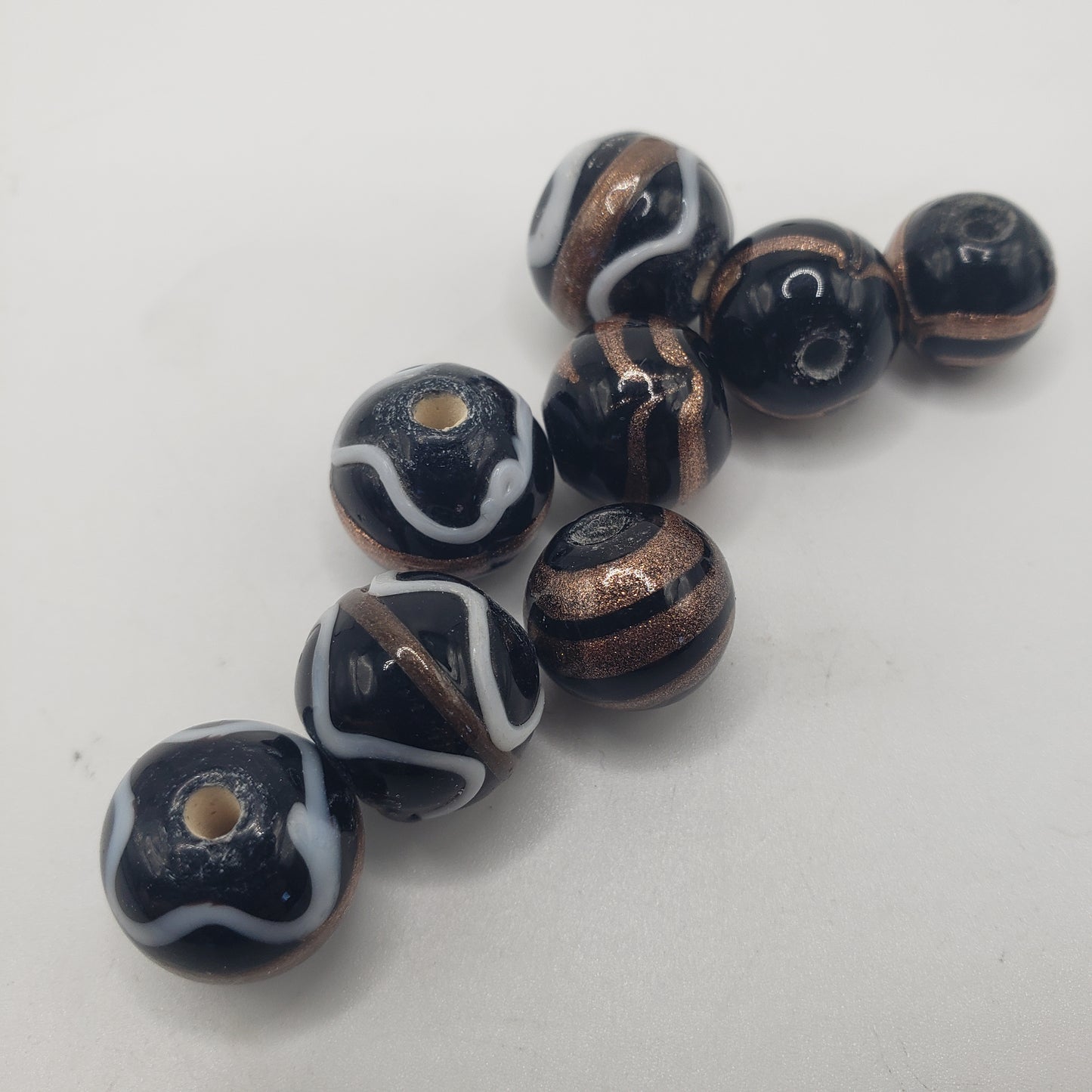 Black White Copper Glass Beads