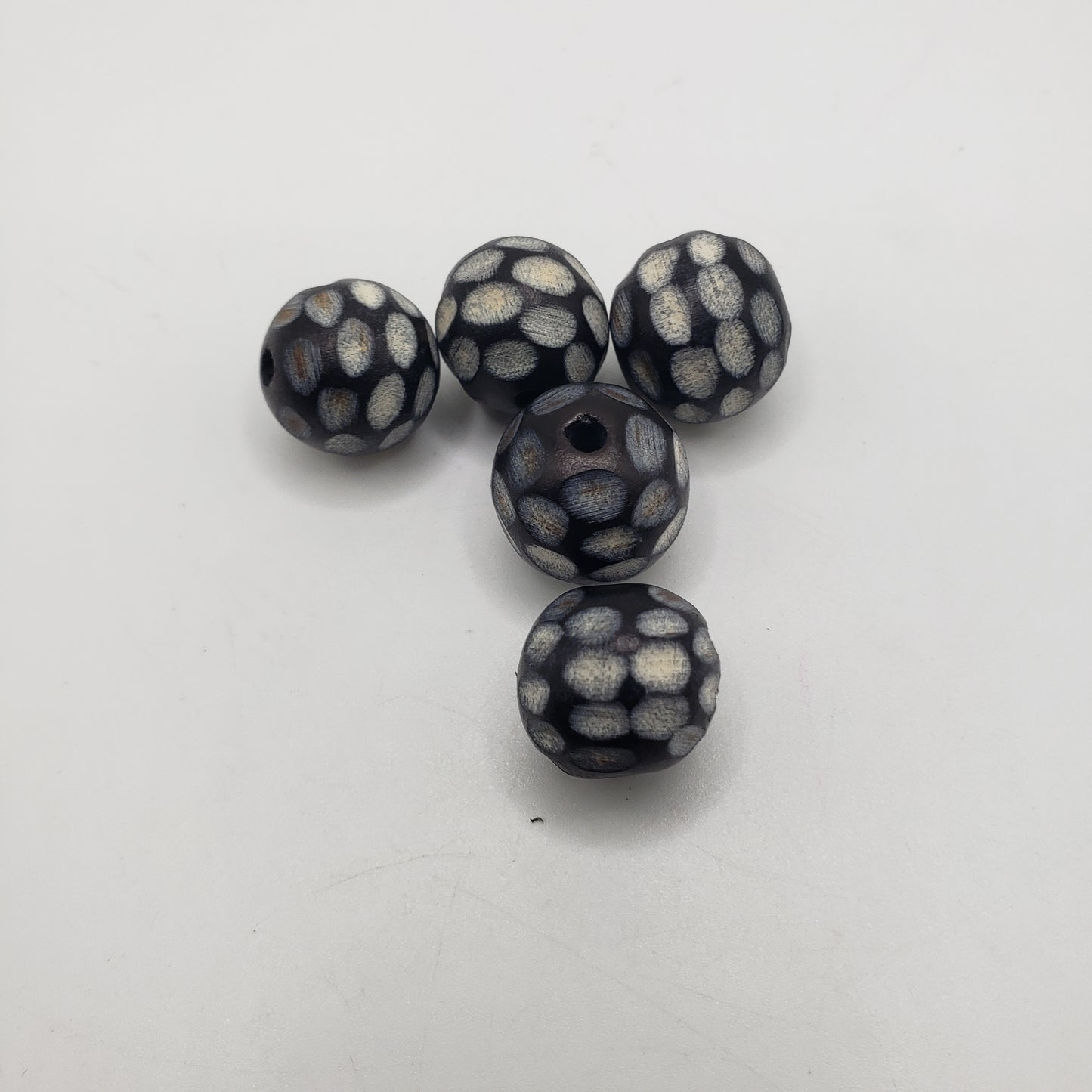 Large Black & White Polka-dot Bead Singles