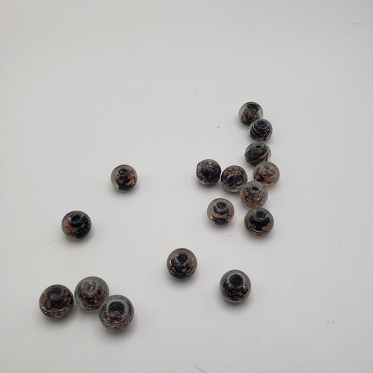 6mm Black and Copper Glass Bead Single