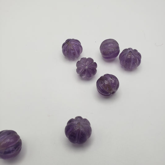 9mm Carved Amethyst Bead Single