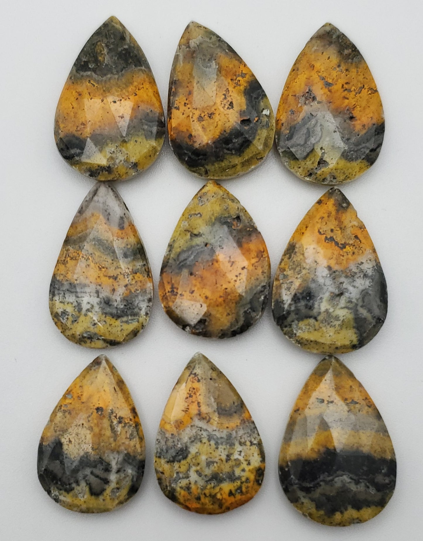 30mm Bumblebee Jasper Top Drill Faceted SINGLE