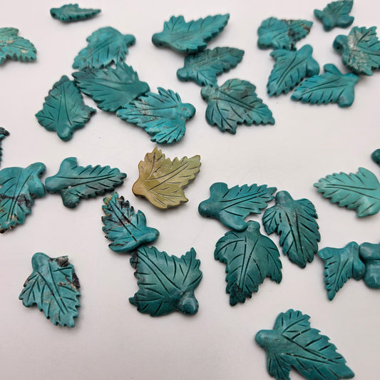 Assorted Turquoise Carved Leaves SINGLE