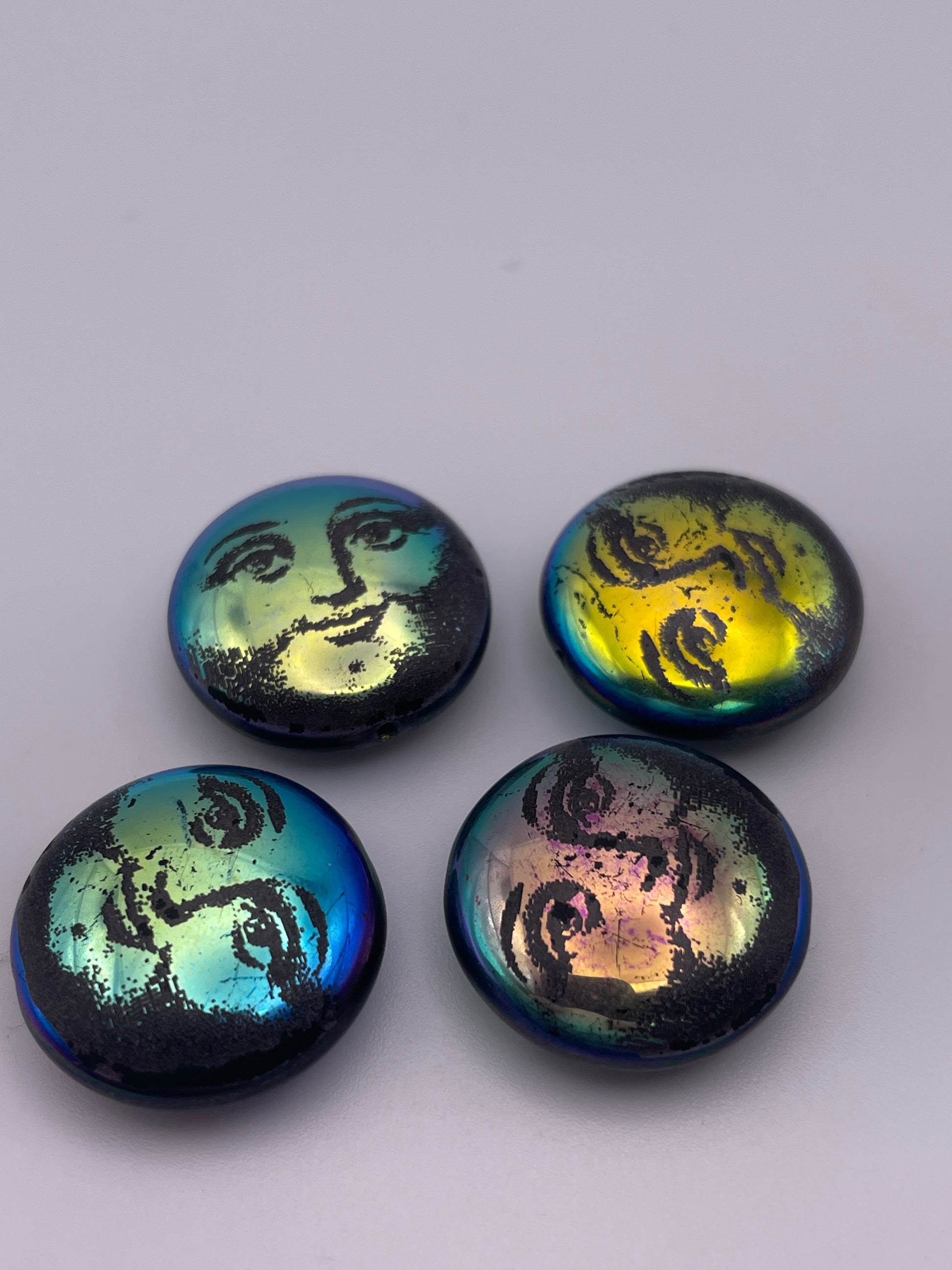 20mm Moon Face Czech Single Bead.