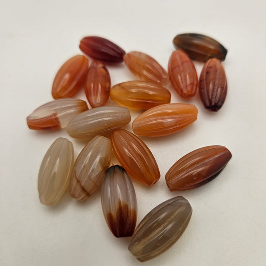 20x6mm Carnelian Twist Single Bead.