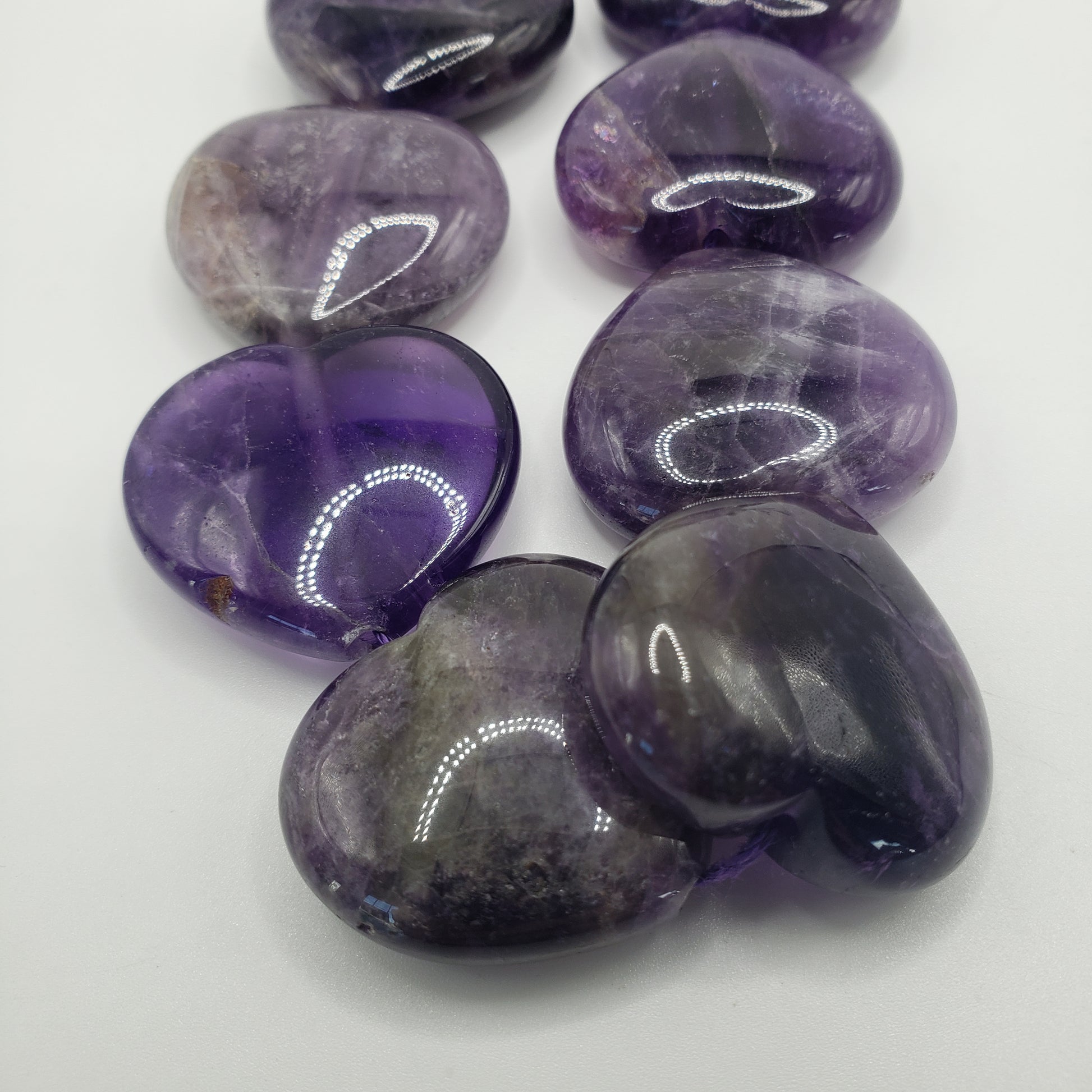 28mm Amethyst Heart Bead Single.