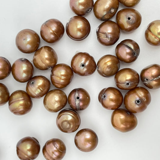 8mm Bronze Pearls Corrugated Single Bead