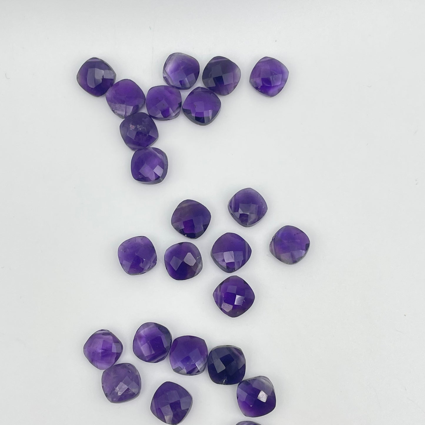 8mm Amethyst Square Faceted Top Drilled