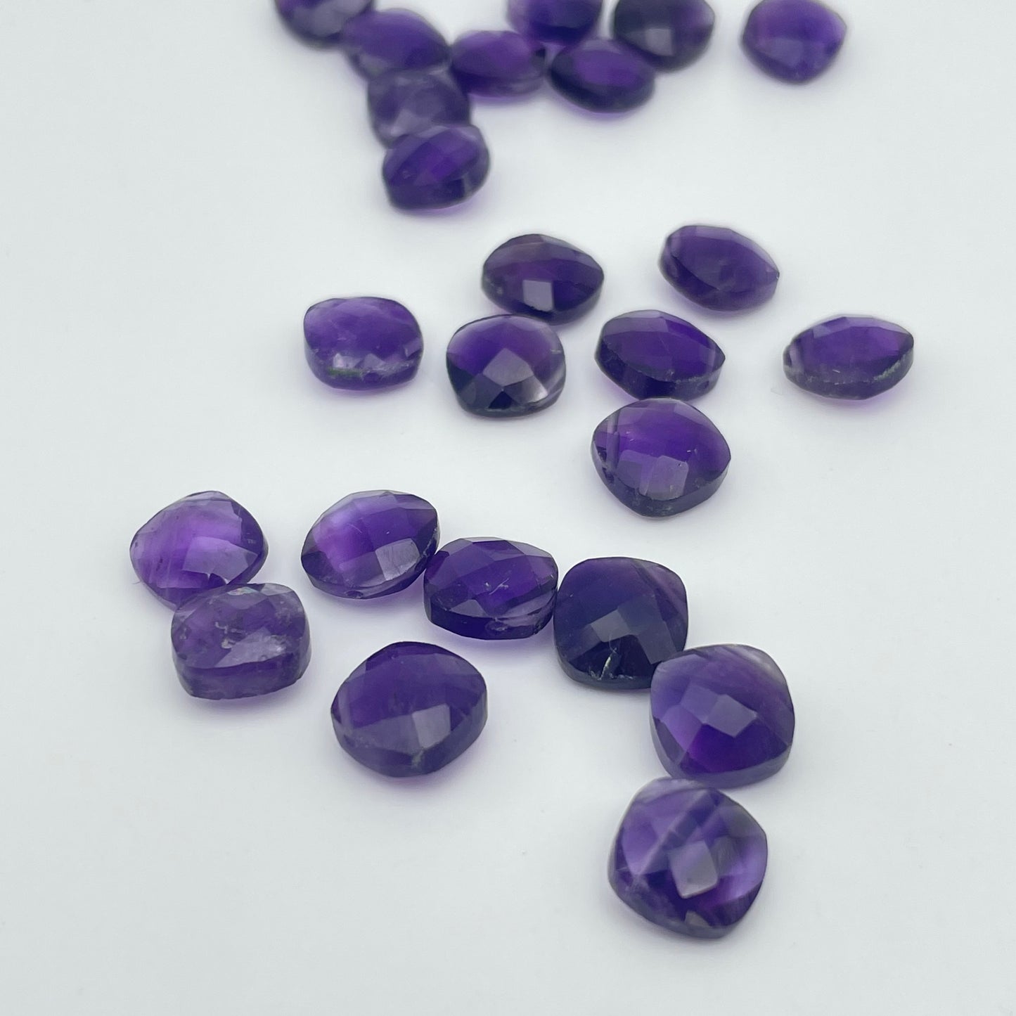 8mm Amethyst Square Faceted Top Drilled