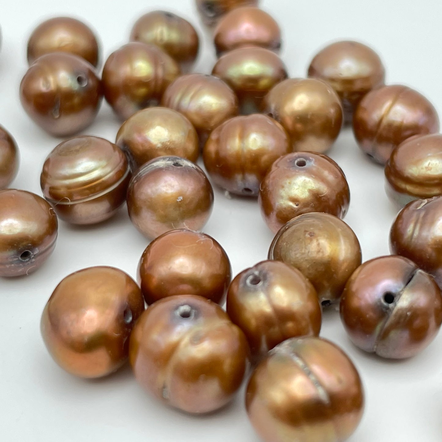 8mm Bronze Pearls Corrugated Single Bead