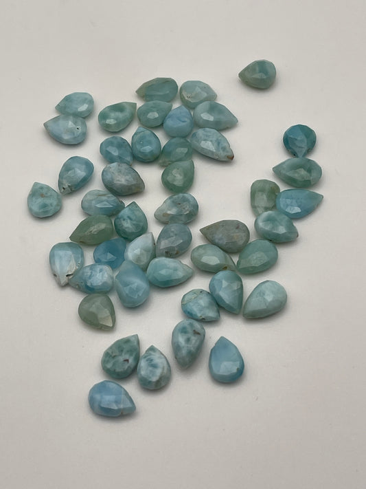 Larimar Faceted Drop Single Bead.