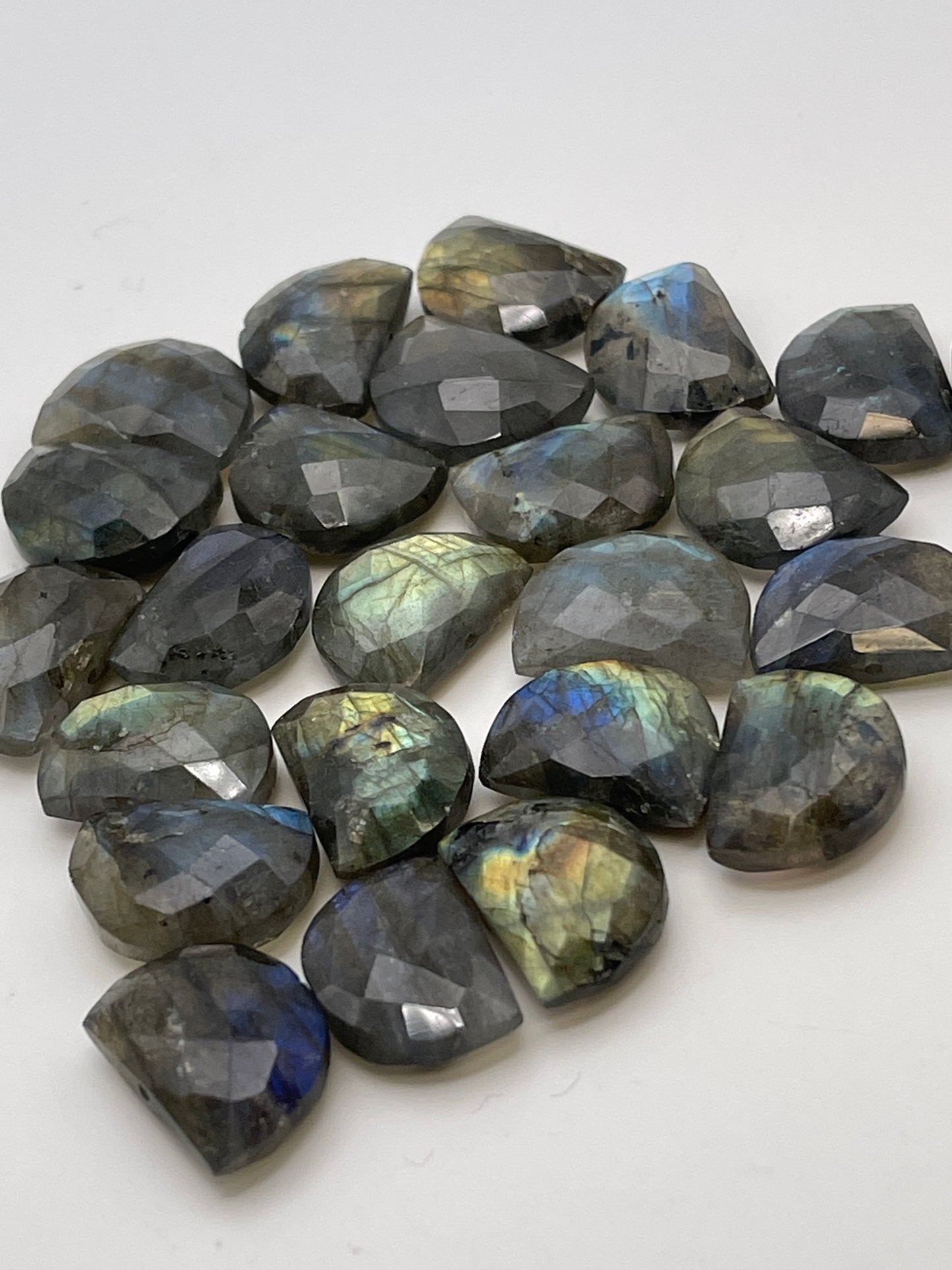 Labradorite Faceted Top Drill Cap Single