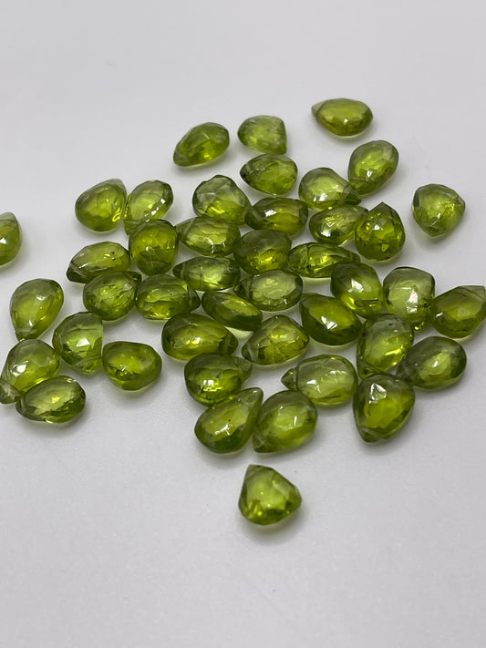 Peridot Faceted Top Drill Teardrops Single