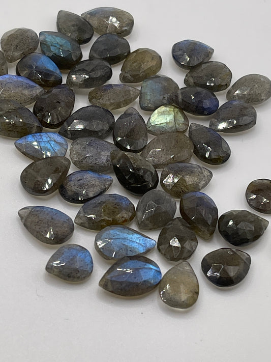 Labradorite Faceted Top Drill Teardrops Single