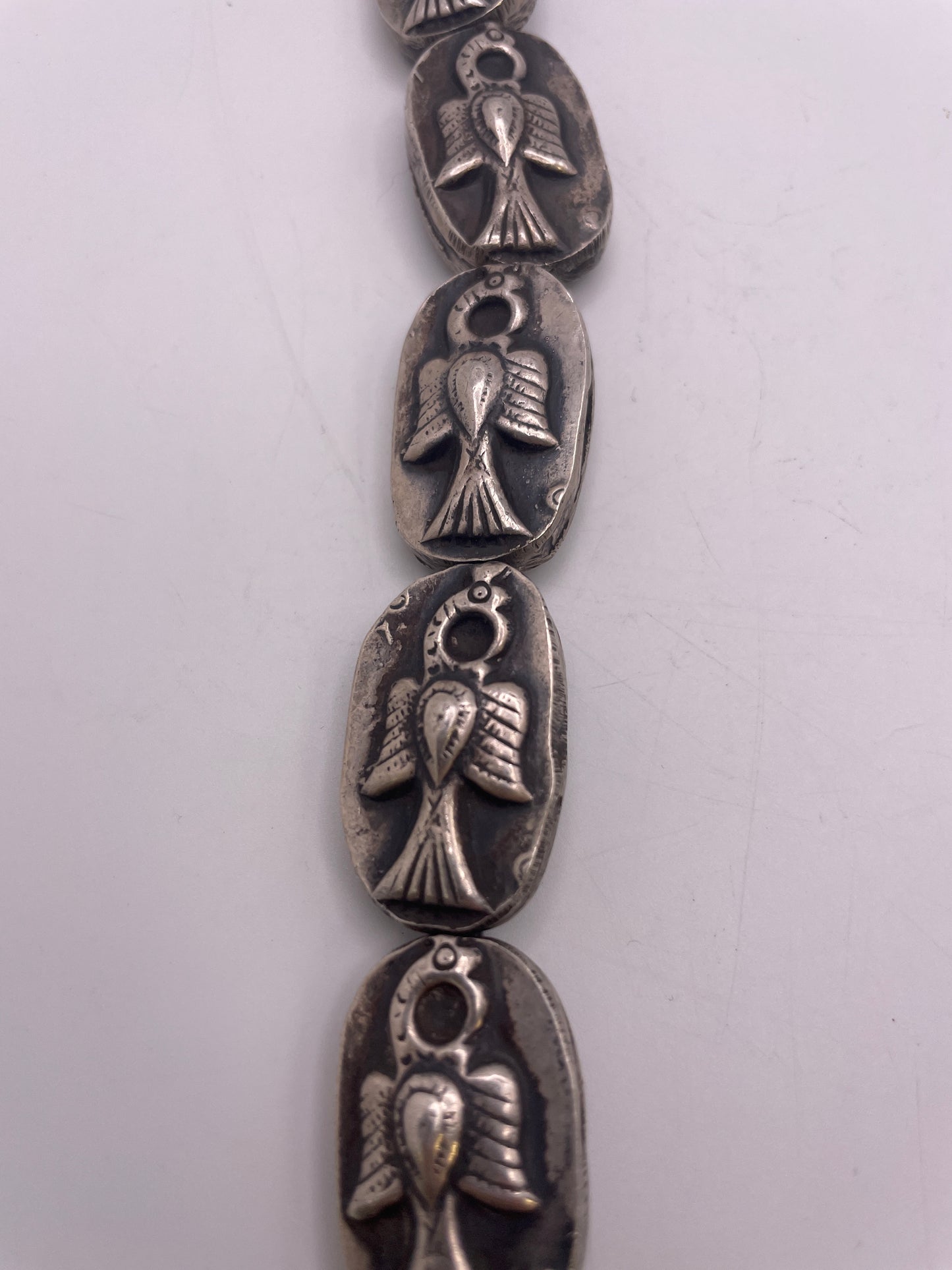 Figure Oval Bead Indian Coin Silver Single Bead