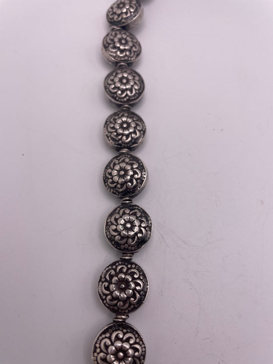 Flower Pattern Bead Antique Indian Coin Silver Single Bead