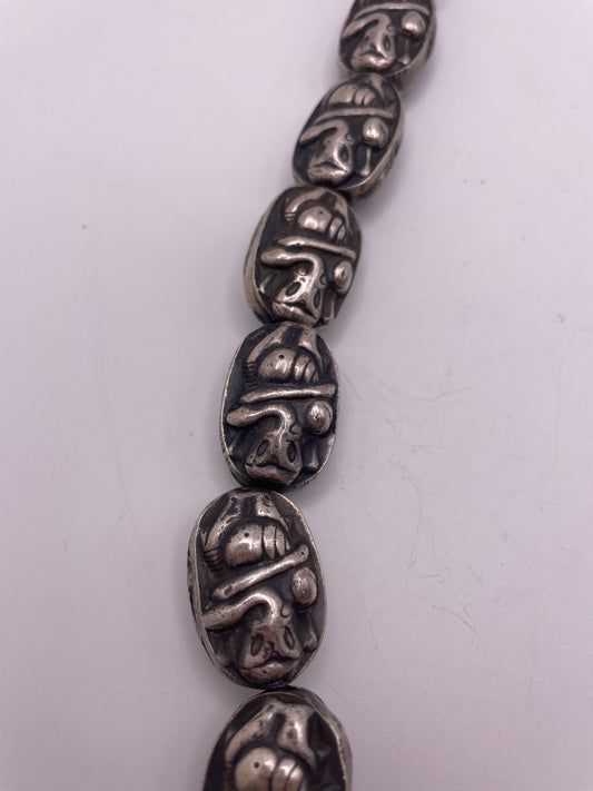 Antiqued Indian Silver Coin Beads Oval 27mm