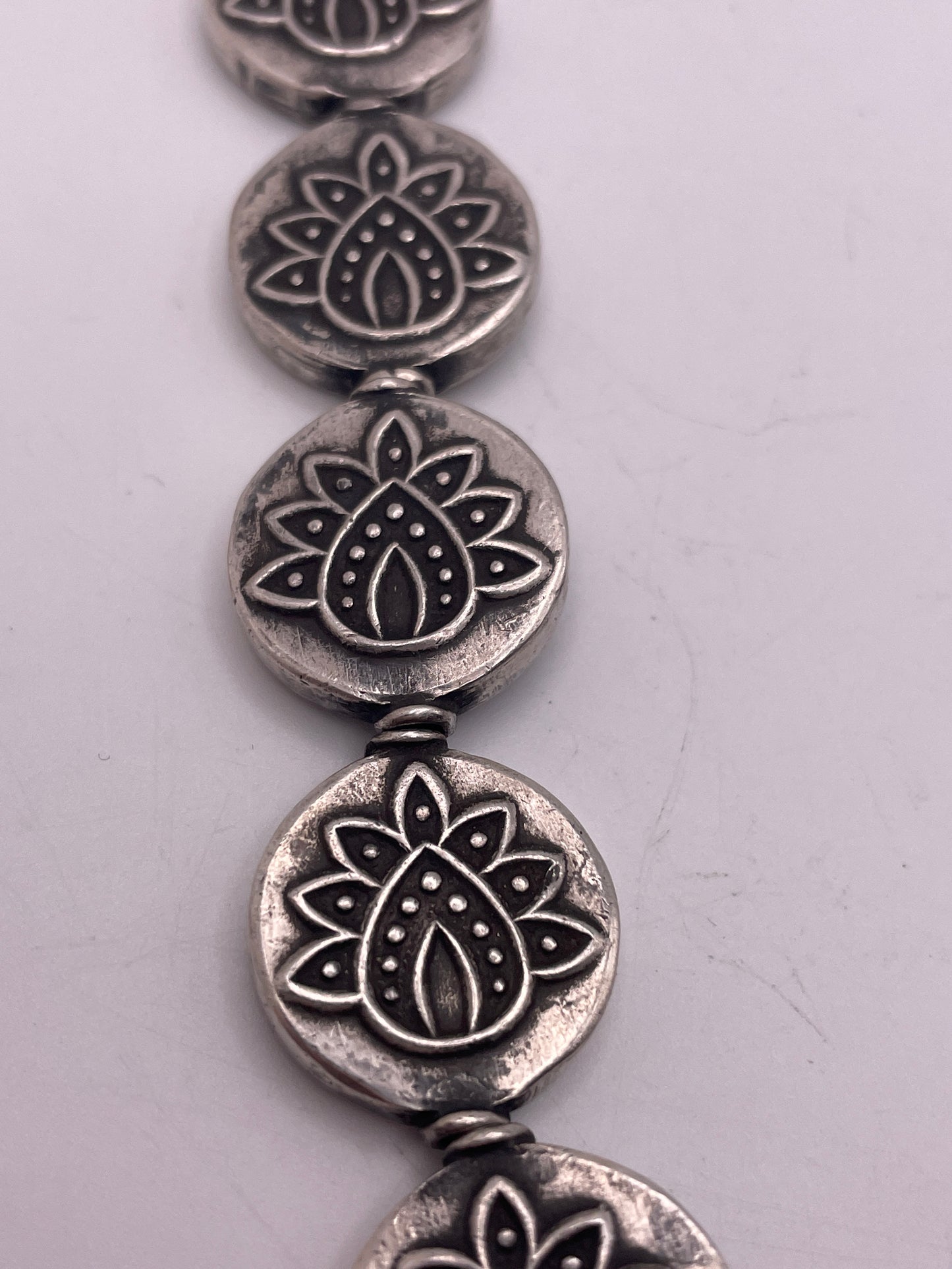 Antiqued Indian Silver Coin Beads Flat Coin Silver Single Bead