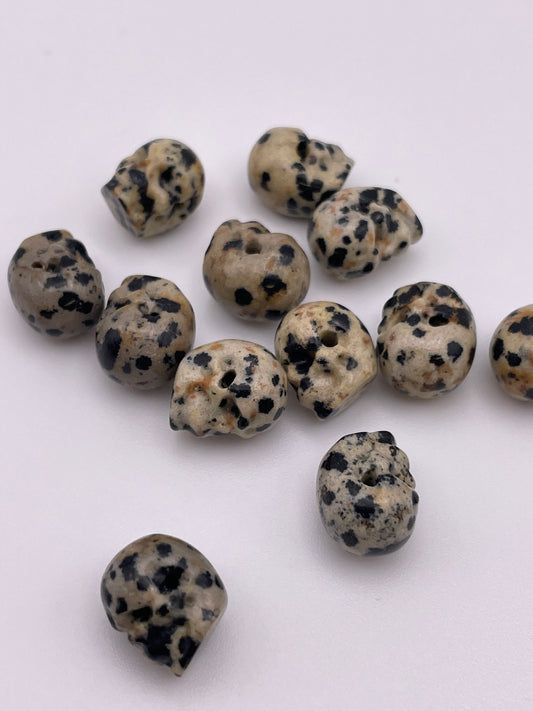 8mm Dalmatian Jasper Skull Single Bead