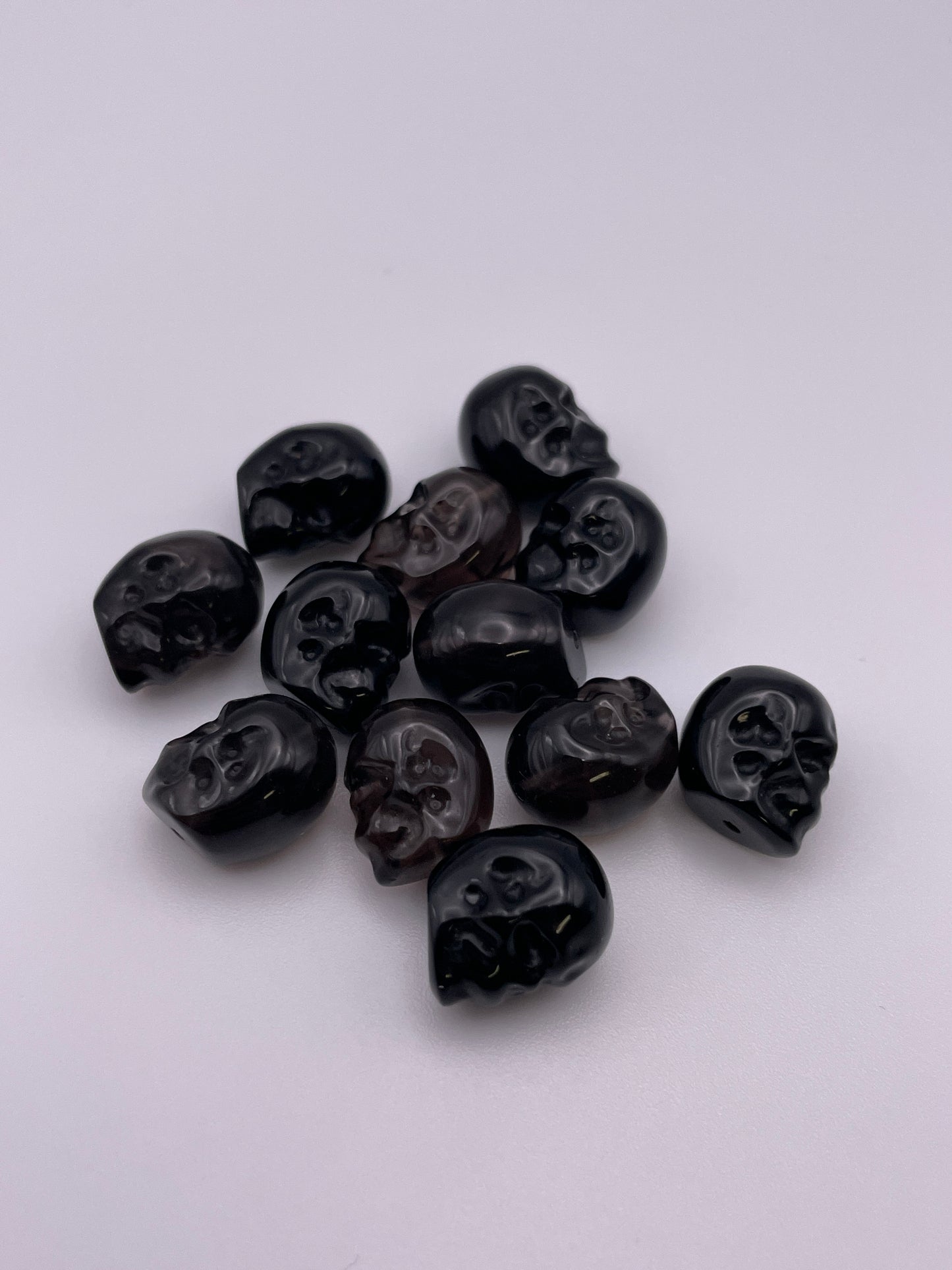 8mm Black Obsidian Skull Single Bead